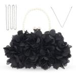 JAMBHALA Elegant Black Floral Evening Clutch Bag