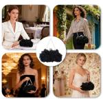 JAMBHALA Elegant Black Floral Evening Clutch Bag