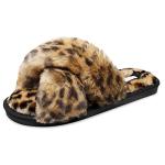Cozy Leopard Faux Fur Slide Slippers for Women