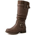 Brown Mid Calf Motorcycle Boots for Women