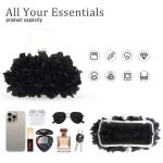 JAMBHALA Elegant Black Floral Evening Clutch Bag
