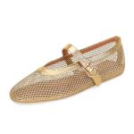 Elegant Gold Mesh Ballet Flats for Women