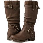 Brown Mid Calf Motorcycle Boots for Women