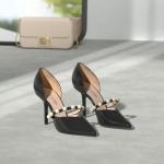 Elegant Black Strappy Stiletto Heels for Weddings