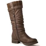 Brown Mid Calf Motorcycle Boots for Women