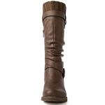 Brown Mid Calf Motorcycle Boots for Women