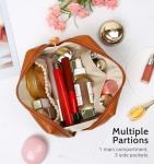 Aveniee Brown Vegan Leather Travel Makeup Bag