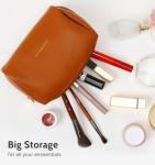 Aveniee Brown Vegan Leather Travel Makeup Bag