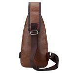 Hebetag Brown PU Leather Sling Bag with USB Port