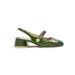 Green Slingback Mary Jane Heels with Chunky Heel