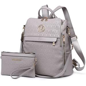 MKP Collection Grey PU Leather Convertible Backpack