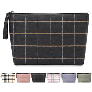 Chic Black PU Leather Travel Makeup Pouch