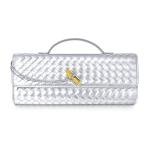 Joryin Silver Woven Leather Evening Clutch Bag