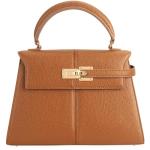 Vegan Leather Vintage Top-Handle Handbag - Brown