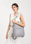 MKP Collection Grey PU Leather Convertible Backpack