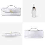 Joryin Silver Woven Leather Evening Clutch Bag