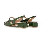 Green Slingback Mary Jane Heels with Chunky Heel