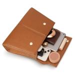 Vegan Leather Vintage Top-Handle Handbag - Brown