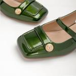 Green Slingback Mary Jane Heels with Chunky Heel