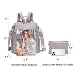 MKP Collection Grey PU Leather Convertible Backpack