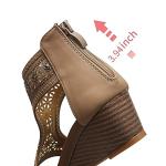 WOJWSKI Women's Open Toe Wedge Sandal in Brown