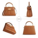 Vegan Leather Vintage Top-Handle Handbag - Brown