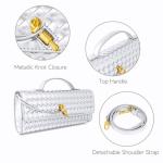 Joryin Silver Woven Leather Evening Clutch Bag