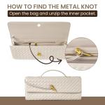 Joryin Silver Woven Leather Evening Clutch Bag