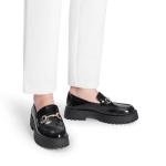 Chic Women's Black Patent Chunky Loafers