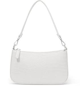 NIUEIMEE ZHOU White Croc Pattern Removable Strap Bag