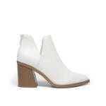 DREAM PAIRS Women's White Chunky Heel Ankle Boots