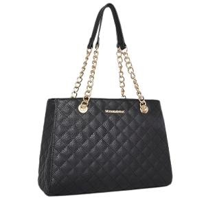 Elegant Black Quilted Tote Bag with Chain