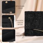 Sparkly Black Evening Clutch with Chain Strap