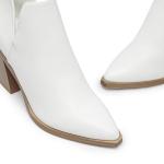 DREAM PAIRS Women's White Chunky Heel Ankle Boots