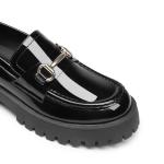 Chic Women's Black Patent Chunky Loafers
