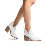 DREAM PAIRS Women's White Chunky Heel Ankle Boots