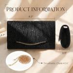 Sparkly Black Evening Clutch with Chain Strap