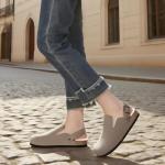 Gvimenos Women’s Taupe Suede Fur Lined Clogs