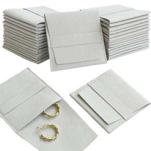 40pcs Luxury Grey Microfiber Jewelry Pouches