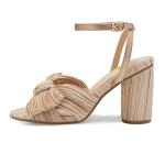 Gold Chunky Heels with Ankle Strap and Bow