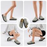 Genuine Suede Platform Clogs for Women in Grey