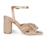 Gold Chunky Heels with Ankle Strap and Bow