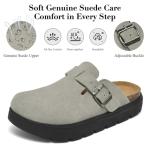 Genuine Suede Platform Clogs for Women in Grey
