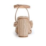 Gold Chunky Heels with Ankle Strap and Bow