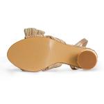 Gold Chunky Heels with Ankle Strap and Bow