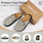 Genuine Suede Platform Clogs for Women in Grey