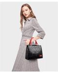 Luxury Black and Red Leather Tote Handbag