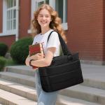 Large Black Quilted Puffer Tote Bag for Women
