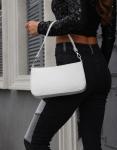 NIUEIMEE ZHOU White Croc Pattern Removable Strap Bag