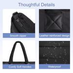 Large Black Quilted Puffer Tote Bag for Women